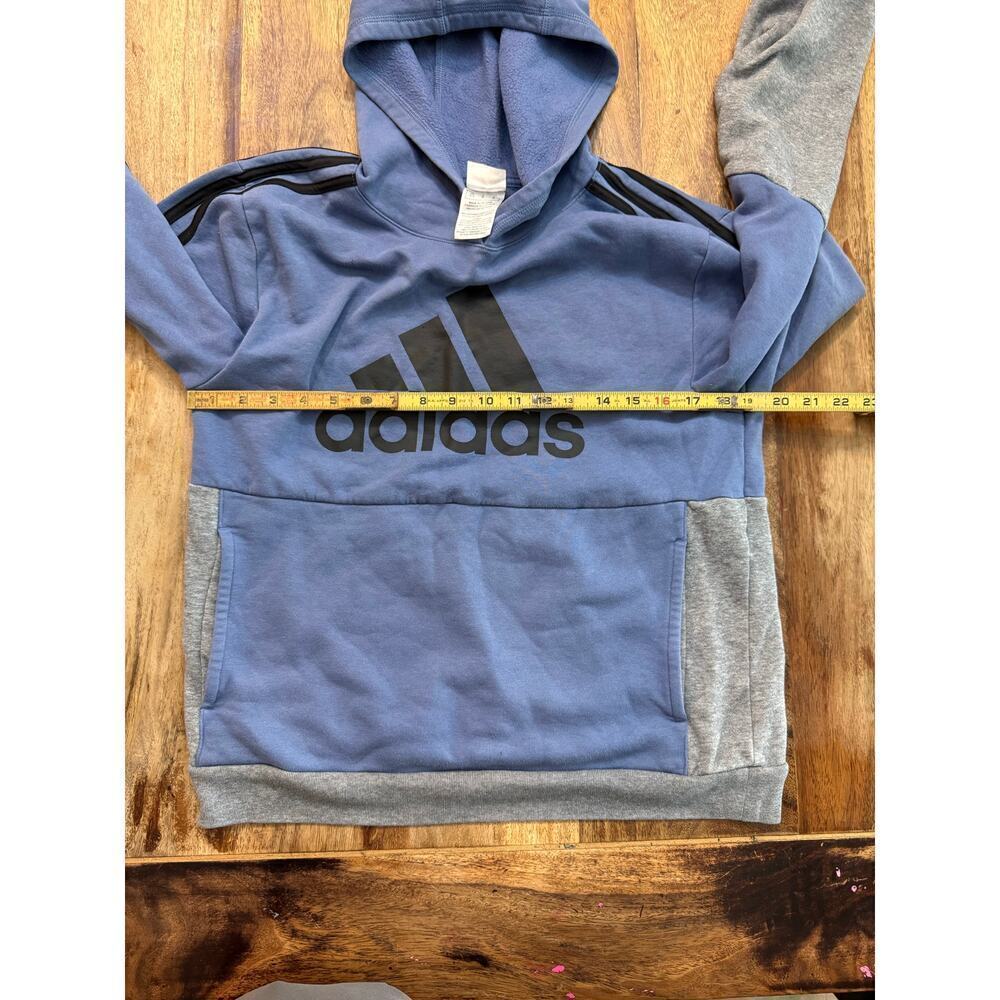 Adidas Boy's Blue & Gray Long Sleeves Side Stripe Fleece Hoodie Size Large - Picture 5 of 6